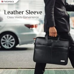 Neopack Leather, Nylon Laptop Sling Bag For 15 & 16.2 Inch Laptop (360 Degree Protection, Black) -Smart Bag Shop 201577 11 iwquh8
