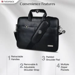 Neopack Leather, Nylon Laptop Sling Bag For 15 & 16.2 Inch Laptop (360 Degree Protection, Black) -Smart Bag Shop 201577 9 x1mbyc