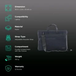 Neopack Svelte Nylon Laptop Sling Bag For 15 & 16.2 Inch Laptop (Lightweight, Navy Blue) -Smart Bag Shop 212234 2 ijjh1o
