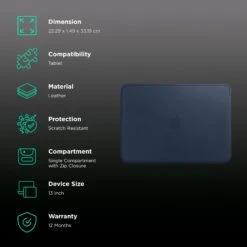 Apple Leather Laptop Sleeve For 13 Inch Laptop (Solid Design, Midnight Blue) -Smart Bag Shop 220517 2 nls85o