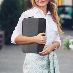 HYPHEN ESSE 301 Fabric, Polyester Laptop Sleeve For 13.3 Inch Laptop (Stylish Design With Carry Strap, Black) -Smart Bag Shop 231007 10 znoie7