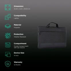 DELL Pro Polyester Laptop Sling Bag For 14 Inch Laptop (31 L, Weather Resistant, Black) -Smart Bag Shop 231374 2 qimgms