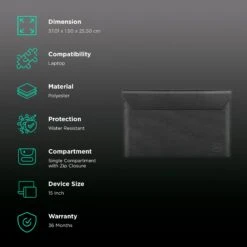 DELL Premier PE1521VX Polyester Laptop Sleeve For 15 Inch Laptop (23 L, Water Resistant, Black/Grey) 12 DELL Premier PE1521VX Polyester Laptop Sleeve For 15 Inch Laptop (23 L, Water Resistant, Black/Grey) -Smart Bag Shop 231377 2 rzmtvb