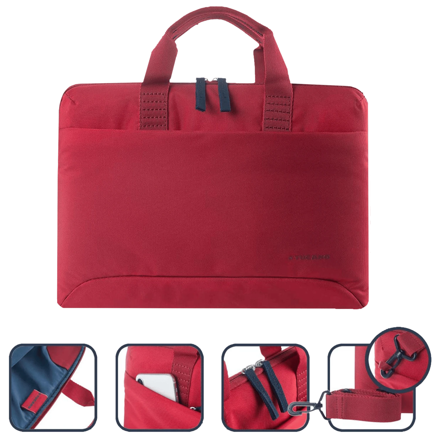 TUCANO Smilza Recycled Plastic, Neoprene Laptop Sleeve For 13 & 14 Inch Laptop (Super Slim, Red) 8 TUCANO Smilza Recycled Plastic, Neoprene Laptop Sleeve For 13 & 14 Inch Laptop (Super Slim, Red) - Image 6