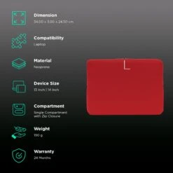 TUCANO Colore Neoprene Laptop Sleeve For 13 & 14 Inch Laptop (Anti-Slip System, Red) 14 TUCANO Colore Neoprene Laptop Sleeve For 13 & 14 Inch Laptop (Anti-Slip System, Red) -Smart Bag Shop 232397 2 llpjre