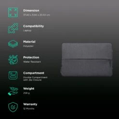 Lenovo Urban Polyester Laptop Sleeve For 14 Inch Laptop (Water Resistant, Charcoal Grey) 13 Lenovo Urban Polyester Laptop Sleeve For 14 Inch Laptop (Water Resistant, Charcoal Grey) -Smart Bag Shop 235075 2 nzuv2k