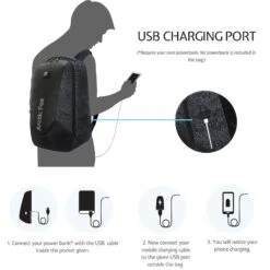 Arctic Fox Alarm Anti-Theft Polyester, Leather Laptop Backpack For 15.5 Inch Laptop (36 L, USB Charging Port, Glitch Black) -Smart Bag Shop 235483 20 veex6u