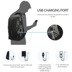 Arctic Fox Slope Anti-Theft Polyester, Leather Laptop Backpack For 15.5 Inch Laptop (23 L, USB Charging Port, Marble Black) -Smart Bag Shop 235484 16 rfcbbf