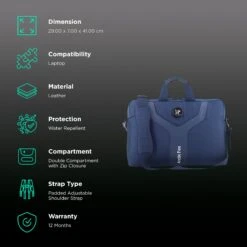 Arctic Fox Leather Laptop Carry Case For 15.5 Inch Laptop (8 L, Water Repellent, Blue) -Smart Bag Shop 235487 2 m4ljao