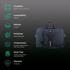 Arctic Fox Leather Laptop Carry Case For 15.5 Inch Laptop (8 L, Water Repellent, Black) -Smart Bag Shop 235488 2 rz7hsm