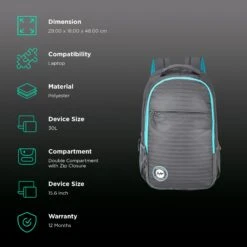 Skybags Campus 01 Polyester Laptop Backpack For 15.6 Inch Laptop (30 L, With Rain Cover, Grey) 14 Skybags Campus 01 Polyester Laptop Backpack For 15.6 Inch Laptop (30 L, With Rain Cover, Grey) -Smart Bag Shop 238006 1 eslwx0