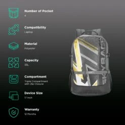 Skybags Campus Plus XL 01 Polyester Laptop Backpack For 17 Inch Laptop (33 L, With Rain Cover, Grey) -Smart Bag Shop 238012 1 rloe7k