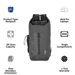 Sky Bags Protekt 24 Litres Waterproof Canvas Laptop Backpack (Rain Cover, LPBPPRTGRY, Grey) -Smart Bag Shop 238016 4 nlole0