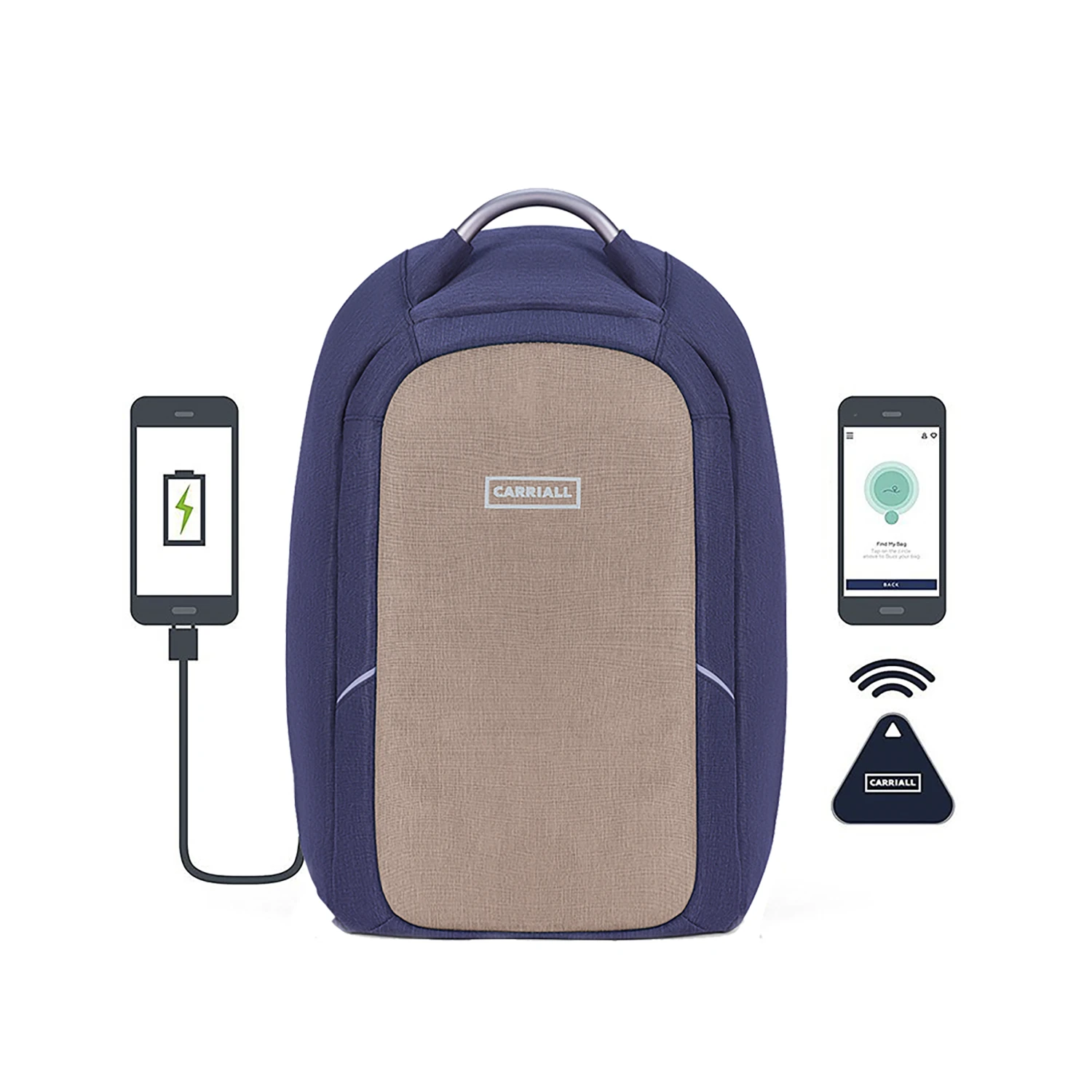 Carriall Columbus Polyester Laptop Backpack For 15.6 Inch Laptop (22.4 L, USB Charging Port, Beige) 9 Carriall Columbus Polyester Laptop Backpack For 15.6 Inch Laptop (22.4 L, USB Charging Port, Beige) - Image 7