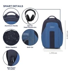 Carriall Vasco Polyester Laptop Backpack(21.1 L, USB Charging Port, Blue) -Smart Bag Shop 241833 12 f3fi1n
