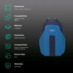 Carriall Vasco Polyester Laptop Backpack(21.1 L, USB Charging Port, Blue) -Smart Bag Shop 241833 1 m4el59