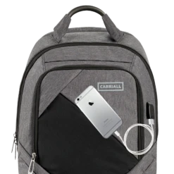 Carriall Minikin Polyester Laptop Backpack For 15.6 Inch Laptop (29.6 L, USB Charging Port, Grey) -Smart Bag Shop 241837 13 etisey