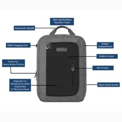 Carriall Minch Polyester Laptop Backpack For 15.6 Inch Laptop (27.3 L, USB Charging Port, Black/Grey) -Smart Bag Shop 241842 18 pauj5f