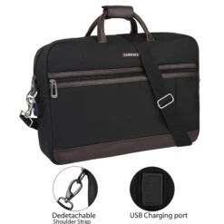 Carriall Estilo Polyester, Faux Leather Laptop Sling Bag For 13 & 15.6 Inch Laptop (11 L, USB Charging Port, Black) -Smart Bag Shop 241964 9 e5nqov