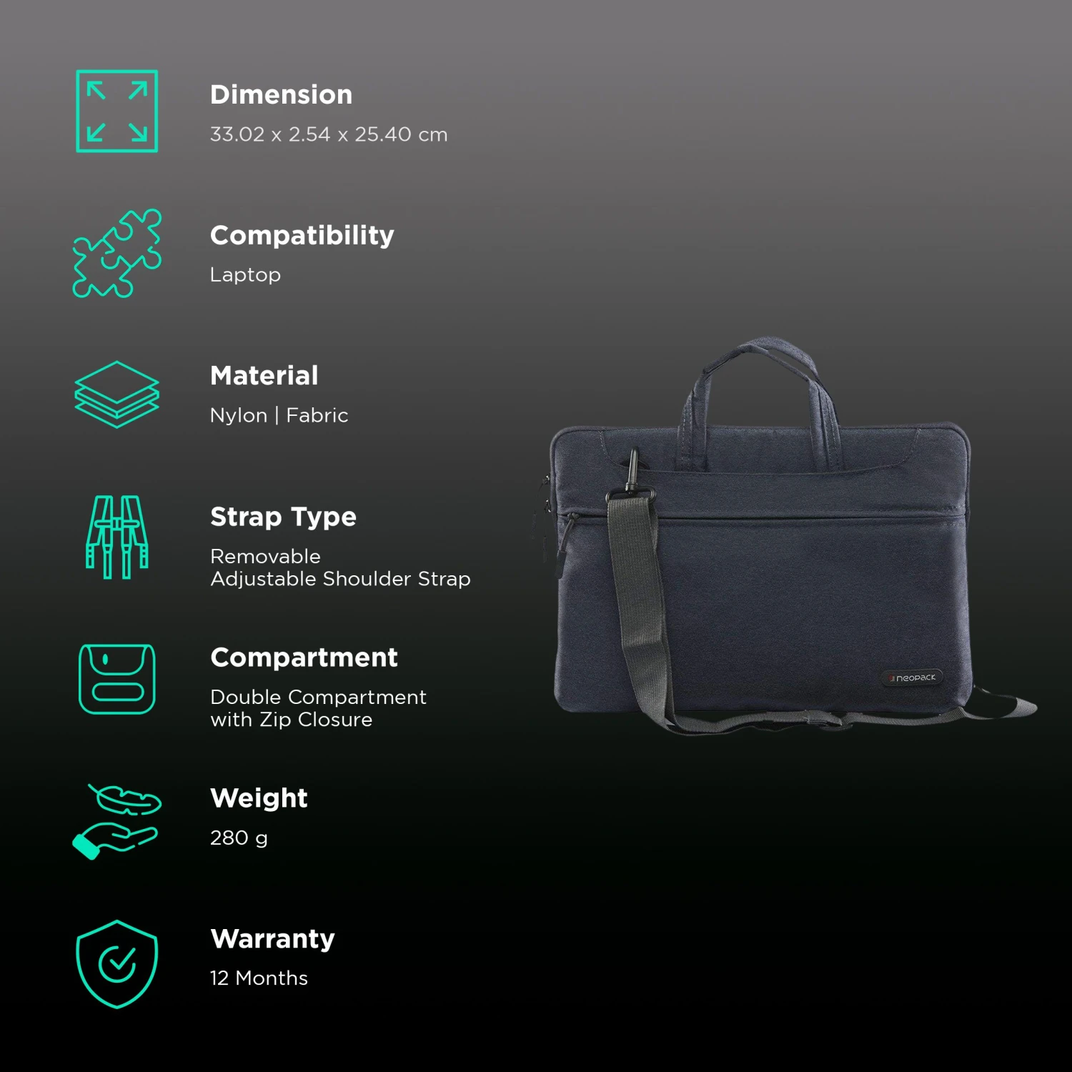 Neopack Svelte Nylon, Fabric Laptop Sling Bag For 13.3 & 14.2 Inch Laptop (Lightweight, Navy Blue) 4 Neopack Svelte Nylon, Fabric Laptop Sling Bag For 13.3 & 14.2 Inch Laptop (Lightweight, Navy Blue) - Image 2