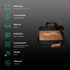 GRIPP Croc Compact Nylon Laptop Sling Bag For 13.3 & 14 Inch Laptop (Water Repellent, Camel) -Smart Bag Shop 249526 2 ngdnpt