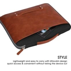 GRIPP Grace Polyester, Polyurethane Laptop Sling Bag For 13.3 & 14 Inch Laptop (Drop-Proof, Black/Camel) -Smart Bag Shop 249534 12 heqjds