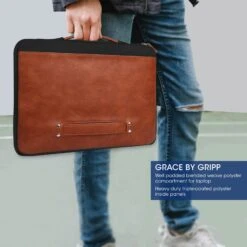 GRIPP Grace Polyester, Polyurethane Laptop Sling Bag For 13.3 & 14 Inch Laptop (Drop-Proof, Black/Camel) -Smart Bag Shop 249534 13 l67qq1