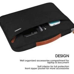 GRIPP Grace Polyester, Polyurethane Laptop Sling Bag For 13.3 & 14 Inch Laptop (Drop-Proof, Black/Camel) -Smart Bag Shop 249534 9 lfxarm