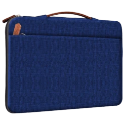 GRIPP Grace Polyester, Polyurethane Leather Laptop Sleeve For 13 & 13.3 Inch Laptop (Water Resistant, Blue/Camel)