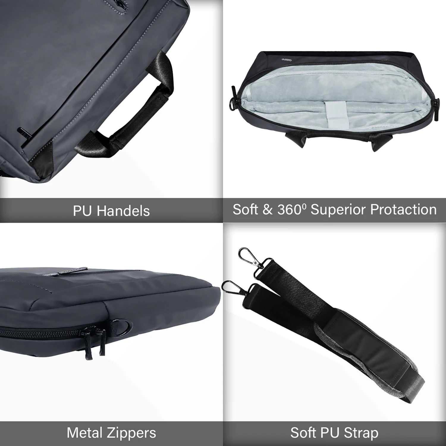 GRIPP Ribana Nylon Laptop Sling Bag For 13.3 & 14 Inch Laptop (3 Layers Protection, Grey) 8 GRIPP Ribana Nylon Laptop Sling Bag For 13.3 & 14 Inch Laptop (3 Layers Protection, Grey) - Image 6