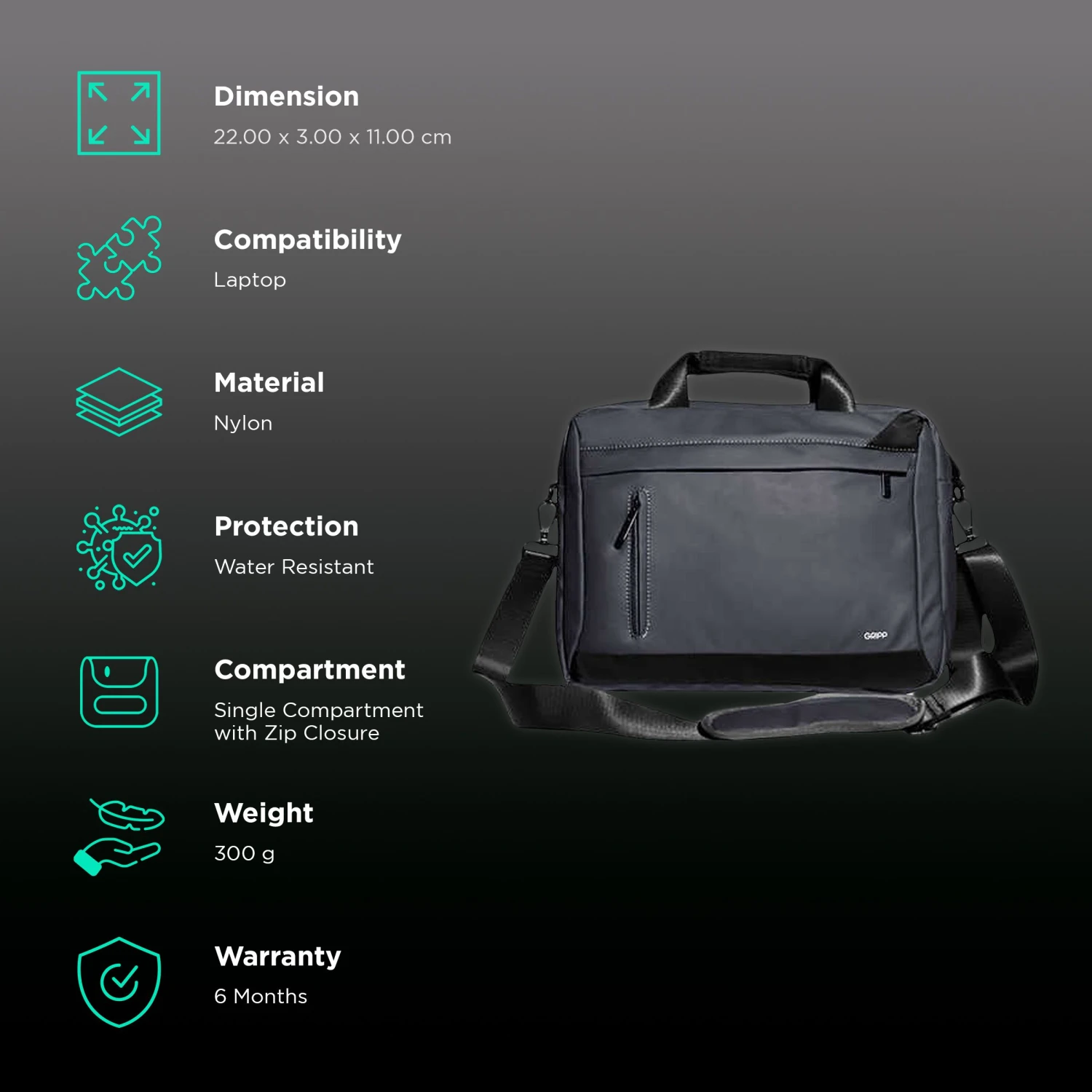 GRIPP Ribana Nylon Laptop Sling Bag For 13.3 & 14 Inch Laptop (3 Layers Protection, Grey) 5 GRIPP Ribana Nylon Laptop Sling Bag For 13.3 & 14 Inch Laptop (3 Layers Protection, Grey) - Image 3