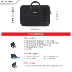 Neopack Lycra Fabric, Neoprene Laptop Sleeve For 13.3 & 14.2 Inch Laptop (Water Resistant, Black) -Smart Bag Shop 252800 9 iqkn7q