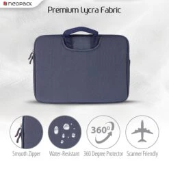 Neopack Lycra Fabric, Neoprene Laptop Sleeve For 13.3 & 14.2 Inch Laptop (Water Resistant, Navy Blue) -Smart Bag Shop 252801 10 eolymq