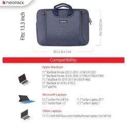 Neopack Lycra Fabric, Neoprene Laptop Sleeve For 13.3 & 14.2 Inch Laptop (Water Resistant, Navy Blue) -Smart Bag Shop 252801 12 dqh6mo