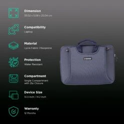 Neopack Lycra Fabric, Neoprene Laptop Sleeve For 13.3 & 14.2 Inch Laptop (Water Resistant, Navy Blue) -Smart Bag Shop 252801 2 z2wimf