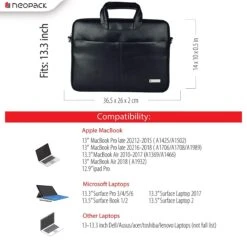 Neopack Leather, Nylon Laptop Sling Bag For 13.3 & 14.2 Inch Laptop (Super Stylish, Black) -Smart Bag Shop 252803 14 pxlcqx