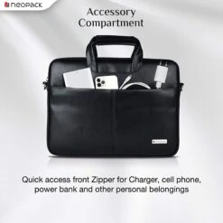 Neopack Leather, Nylon Laptop Sling Bag For 13.3 & 14.2 Inch Laptop (Super Stylish, Black) -Smart Bag Shop 252803 17 qeneuz