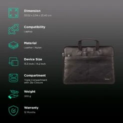 Neopack Leather, Nylon Laptop Sling Bag For 13.3 & 14.2 Inch Laptop (Super Stylish, Black) -Smart Bag Shop 252803 2 an6nb0