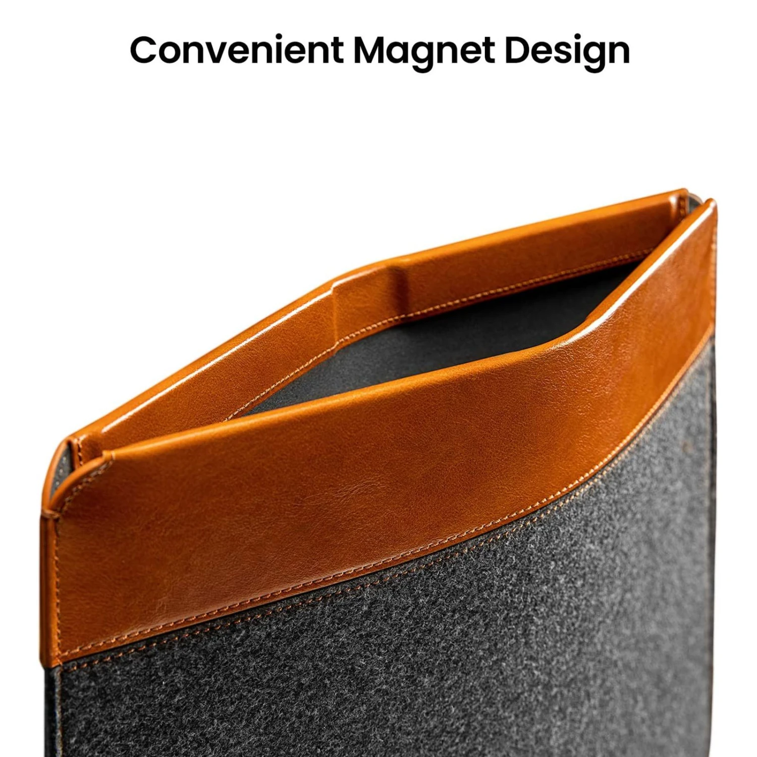 Tomtoc Vintage Polyurethane Leather Laptop Sleeve For 13, 14 & 16 Inch Laptop (Intelligent Magnet Closure, Grey) 9 Tomtoc Vintage Polyurethane Leather Laptop Sleeve For 13, 14 & 16 Inch Laptop (Intelligent Magnet Closure, Grey) - Image 7