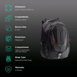 Carbonado Laptop Backpack For 17 Inch Laptop (35 L, Waterproof, Black) -Smart Bag Shop 261904 1 agdxz3