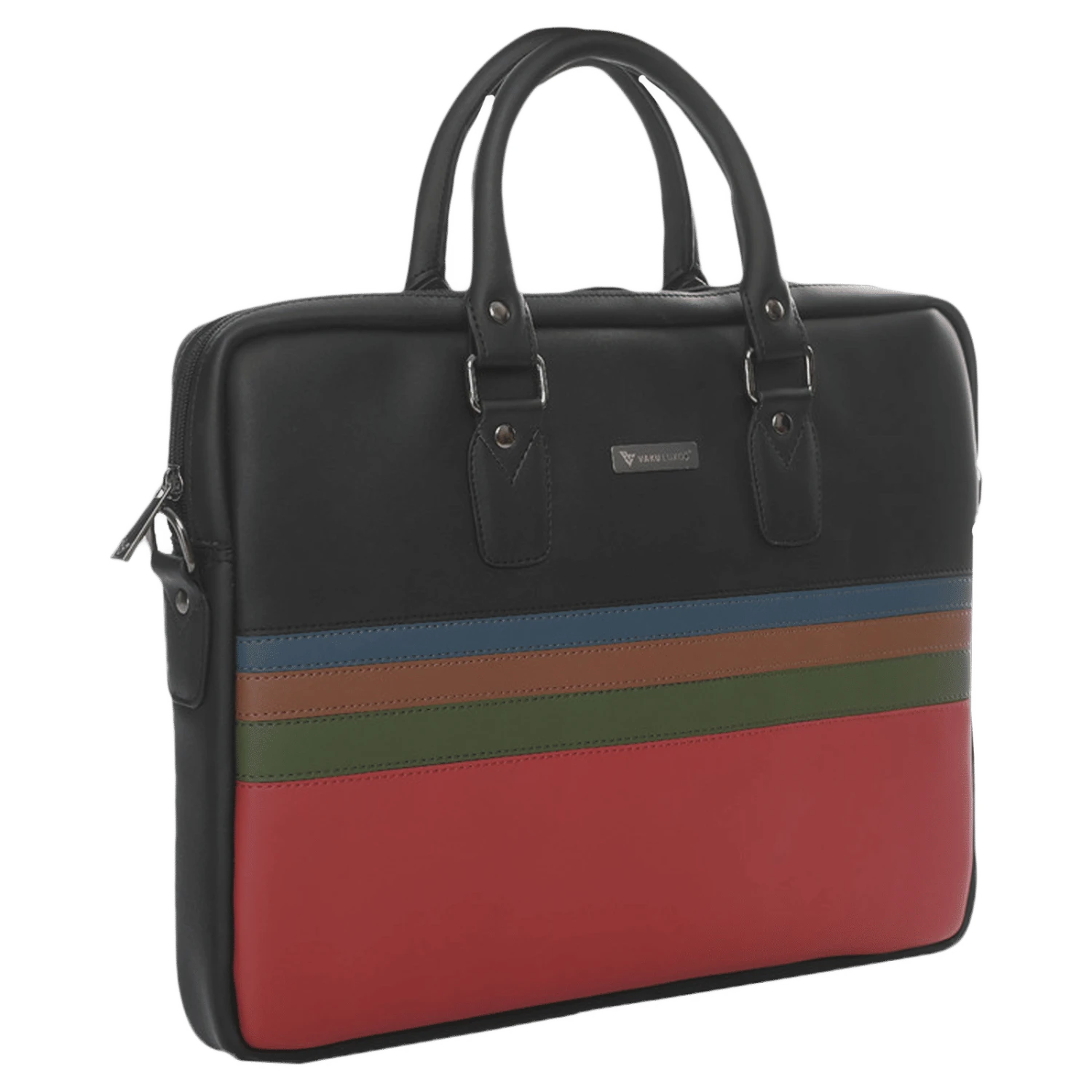 Dr. Vaku MILAN Stripey Vegan Leather Laptop Sling Bag For 13 & 14 Inch Laptop (Water Resistant, Brown/Red) 6 Dr. Vaku MILAN Stripey Vegan Leather Laptop Sling Bag For 13 & 14 Inch Laptop (Water Resistant, Brown/Red) - Image 4