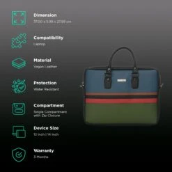 Dr. Vaku MILAN Stripey Vegan Leather Laptop Sling Bag For 13 & 14 Inch Laptop (Water Resistant, Multi Color) -Smart Bag Shop 265789 2 x1fycp