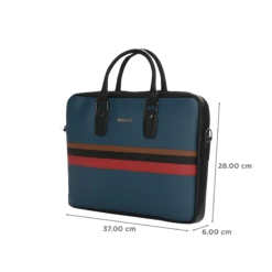 Dr. Vaku MILAN Stripey Vegan Leather Laptop Sling Bag For 13 & 14 Inch Laptop (Water Resistant, Blue/Black) -Smart Bag Shop 265791 1 c61t9e