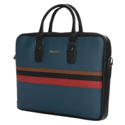 Dr. Vaku MILAN Stripey Vegan Leather Laptop Sling Bag For 13 & 14 Inch Laptop (Water Resistant, Blue/Black) -Smart Bag Shop 265791 7 nqrmaj