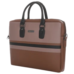 Dr. Vaku MILAN Stripey Vegan Leather Laptop Sling Bag For 13 & 14 Inch Laptop (Water Resistant, Pink/Camel) -Smart Bag Shop 265793 7 nhzlgv