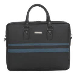 Dr. Vaku MILAN Stripey Vegan Leather Laptop Sling Bag For 13 & 14 Inch Laptop (Water Resistant, Black)