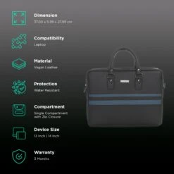 Dr. Vaku MILAN Stripey Vegan Leather Laptop Sling Bag For 13 & 14 Inch Laptop (Water Resistant, Black) -Smart Bag Shop 265795 2 uu8yns