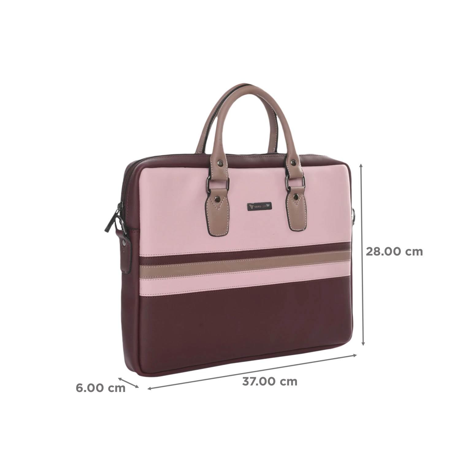 Dr. Vaku MILAN Stripey Vegan Leather Laptop Sling Bag For 13 & 14 Inch Laptop (Water Resistant, Pink/Cherry) 4 Dr. Vaku MILAN Stripey Vegan Leather Laptop Sling Bag For 13 & 14 Inch Laptop (Water Resistant, Pink/Cherry) - Image 2