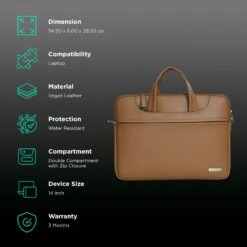 Dr. Vaku Vegan Leather Laptop Sleeve For 14 Inch Laptop (Water Resistant, Mustard) -Smart Bag Shop 265799 2 zgap6v