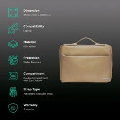Dr. Vaku Polyurethane Leather Laptop Sleeve For 15.6 Inch Laptop (Water Resistant, Khaki) 9 Dr. Vaku Polyurethane Leather Laptop Sleeve For 15.6 Inch Laptop (Water Resistant, Khaki) -Smart Bag Shop 265803 2 i1vhfi